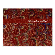 Red Peacock Feathers Save the Date Post Card
