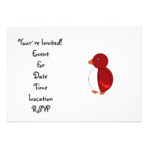 Red penguin personalized invitation