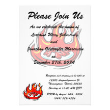 red peppers on plate in fire graphic personalized invite