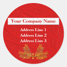 Red Personalised Business Address Lables Round Sticker
