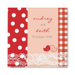 Red & Pink Birds Scrapbook Lace Save Date / Gift / Magnet
