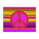 Red Pink Fractal & Peace Sign postcards