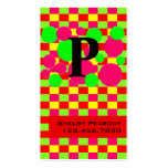 Red Pink & Lime Checks & Dots business cards