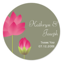 Red pink lotus flowers tea green wedding favour