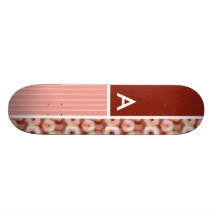 Red & Pink Pentagon Pattern Skateboard