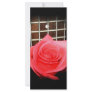 Red pink rose against five string bass fretboard customized rack card