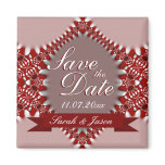 Red Pink the Date Wedding Magnet