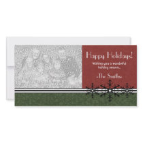 Red Pinstripe Holiday Snowflake Photo Card