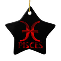 Red Pisces Horoscope Symbol Christmas Tree Ornaments