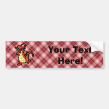 Red Plaid Cartoon Dragon Bumper Stickers