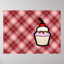 Red Plaid Cupcake Poster