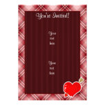 Red Plaid Cupid Heart & Arrow Personalized Invite