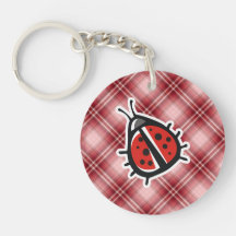 Red Plaid Cute Ladybug Key Chain