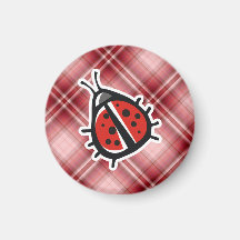 Red Plaid Cute Ladybug Magnets