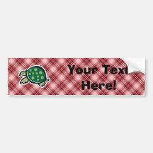 Red Plaid Cute Turtle Bumper Stickers