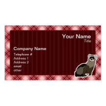 Red Plaid Ferret Business Card Templates