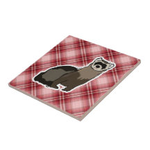 Red Plaid Ferret Ceramic Tiles
