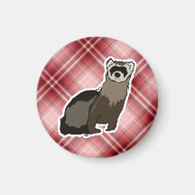 Red Plaid Ferret Fridge Magnet