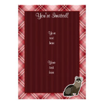 Red Plaid Ferret Personalised Invite