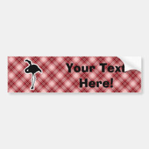 Red Plaid Flamingo Bumper Stickers