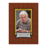 Red Plaid Flannel Memorial Card with Photo Custom Invites