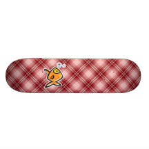Red Plaid Goldfish Skate Board Deck
