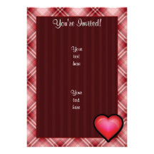 Red Plaid Heart Personalized Announcements