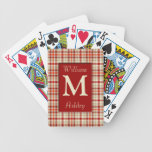 Red Plaid Monogrammed Playing Cards