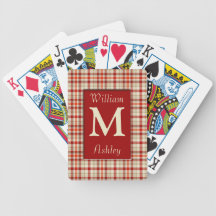 Red Plaid Monogrammed Playing Cards