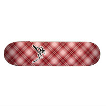 Red Plaid Mountain Climbing Custom Skateboard