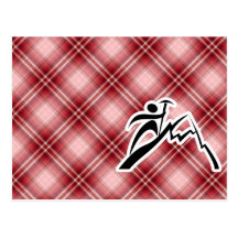 Red Plaid Mountain Climbing Postcard