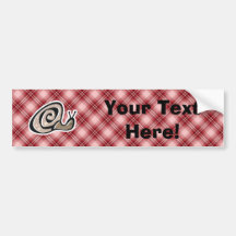 Red Plaid Snail Bumper Stickers