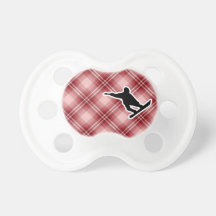 Red Plaid Snowboarding Baby Pacifiers