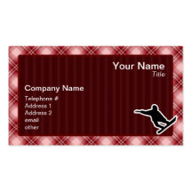 Red Plaid Snowboarding Business Card Templates