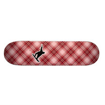Red Plaid Snowboarding Custom Skate Board