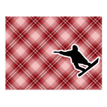 Red Plaid Snowboarding Postcards