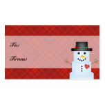 Red Plaid Snowman Holiday Gift Tags business cards