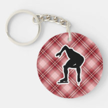 Red Plaid Speed Skater Key Chains