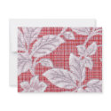 Red Plaid with Leaves Vintage Wallpaper invitations