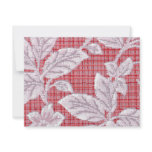 Red Plaid with Leaves Vintage Wallpaper invitations