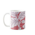 Red Plaid with Leaves Vintage Wallpaper mugs