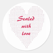 Red Pointillism Heart, Sealed with Love Stickers