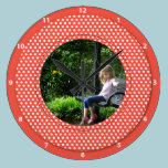 red Polkadot Picture Frame Round Clock wall clocks