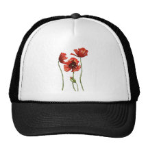 Red Poppies Floral Design Hat
