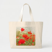 Red poppies pretty meadow tote bag