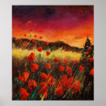 Red poppies sunset 76 print