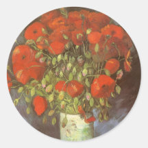 Red Poppies Vincent van Gogh Vintage Impressionism Stickers