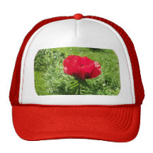 Red Poppy Baseball Cap Mesh Hats