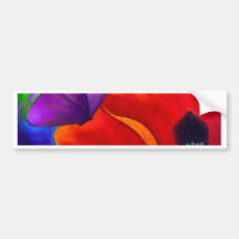 Red Poppy Butterfly Painting Art - Multi Bumper Stickers