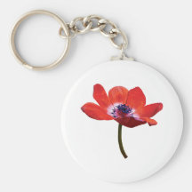 Red Poppy Closeup Key Chain